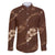 Aloha Hawaii Floral Tapa Family Matching Long Sleeve Bodycon Dress and Hawaiian Shirt Patchwork Mocha - Polynesian Pride