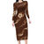 Aloha Hawaii Floral Tapa Family Matching Long Sleeve Bodycon Dress and Hawaiian Shirt Patchwork Mocha - Polynesian Pride