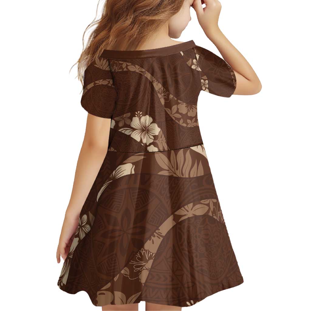 Aloha Hawaii Floral Tapa Family Matching Off Shoulder Short Dress and Hawaiian Shirt Patchwork Mocha - Polynesian Pride