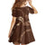 Aloha Hawaii Floral Tapa Family Matching Off Shoulder Short Dress and Hawaiian Shirt Patchwork Mocha - Polynesian Pride