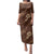 Aloha Hawaii Floral Tapa Family Matching Puletasi and Hawaiian Shirt Patchwork Mocha - Polynesian Pride