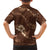 Aloha Hawaii Floral Tapa Family Matching Short Sleeve Bodycon Dress and Hawaiian Shirt Patchwork Mocha - Polynesian Pride