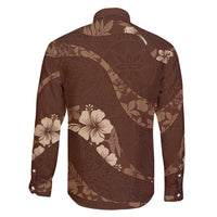 Aloha Hawaii Floral Tapa Family Matching Short Sleeve Bodycon Dress and Hawaiian Shirt Patchwork Mocha LT7 - Polynesian Pride