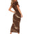 Aloha Hawaii Floral Tapa Family Matching Short Sleeve Bodycon Dress and Hawaiian Shirt Patchwork Mocha - Polynesian Pride