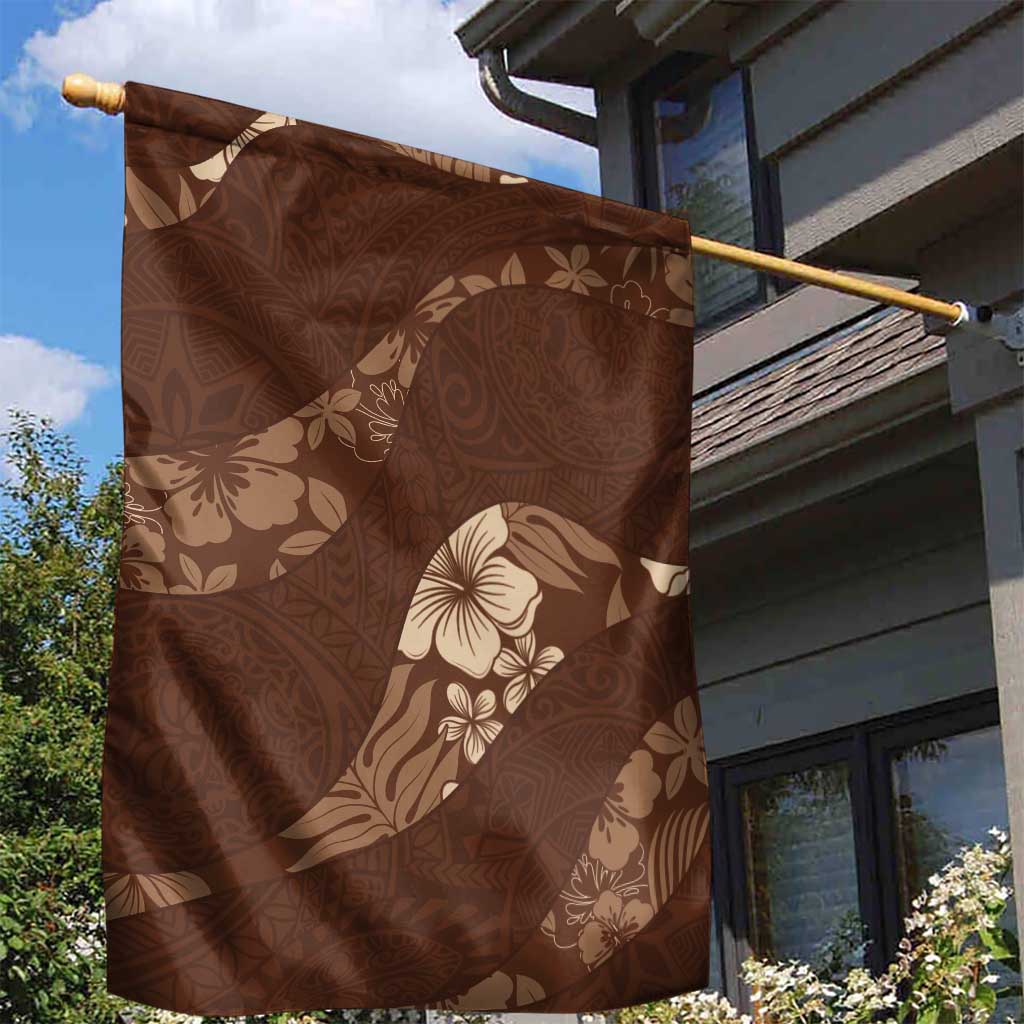 Aloha Hawaii Floral Tapa Garden Flag Patchwork Mocha - Polynesian Pride