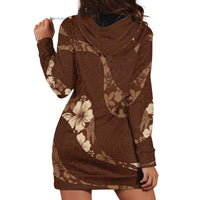 Aloha Hawaii Floral Tapa Hoodie Dress Patchwork Mocha - Polynesian Pride