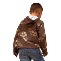 Aloha Hawaii Floral Tapa Kid Hoodie Patchwork Mocha - Polynesian Pride