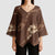 Aloha Hawaii Floral Tapa Kimono Sleeve Blouse Patchwork Mocha - Polynesian Pride