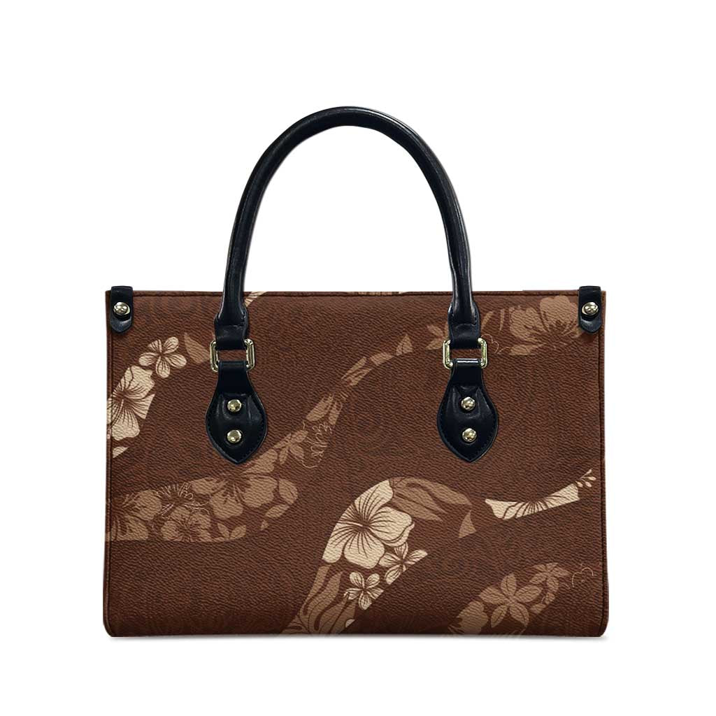 Aloha Hawaii Floral Tapa Leather Bag Patchwork Mocha LT7 - Polynesian Pride