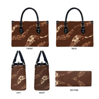 Aloha Hawaii Floral Tapa Leather Bag Patchwork Mocha LT7 - Polynesian Pride