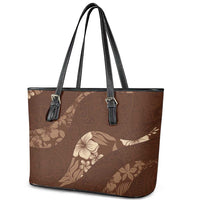 Aloha Hawaii Floral Tapa Leather Tote Bag Patchwork Mocha LT7 - Polynesian Pride