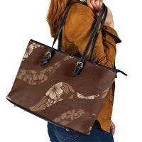 Aloha Hawaii Floral Tapa Leather Tote Bag Patchwork Mocha LT7 - Polynesian Pride
