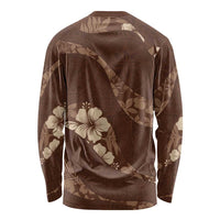 Aloha Hawaii Floral Tapa Long Sleeve Shirt Patchwork Mocha LT7 - Polynesian Pride