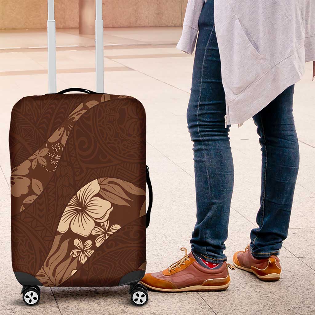 Aloha Hawaii Floral Tapa Luggage Cover Patchwork Mocha - Polynesian Pride