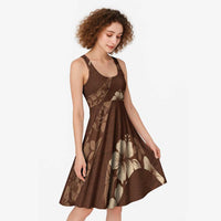 Aloha Hawaii Floral Tapa Midi Dress Patchwork Mocha - Polynesian Pride