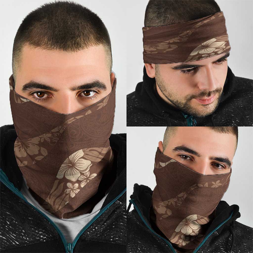 Aloha Hawaii Floral Tapa Neck Gaiter Patchwork Mocha LT7 - Polynesian Pride