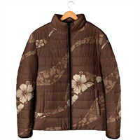 Aloha Hawaii Floral Tapa Padded Jacket Patchwork Mocha LT7 - Polynesian Pride