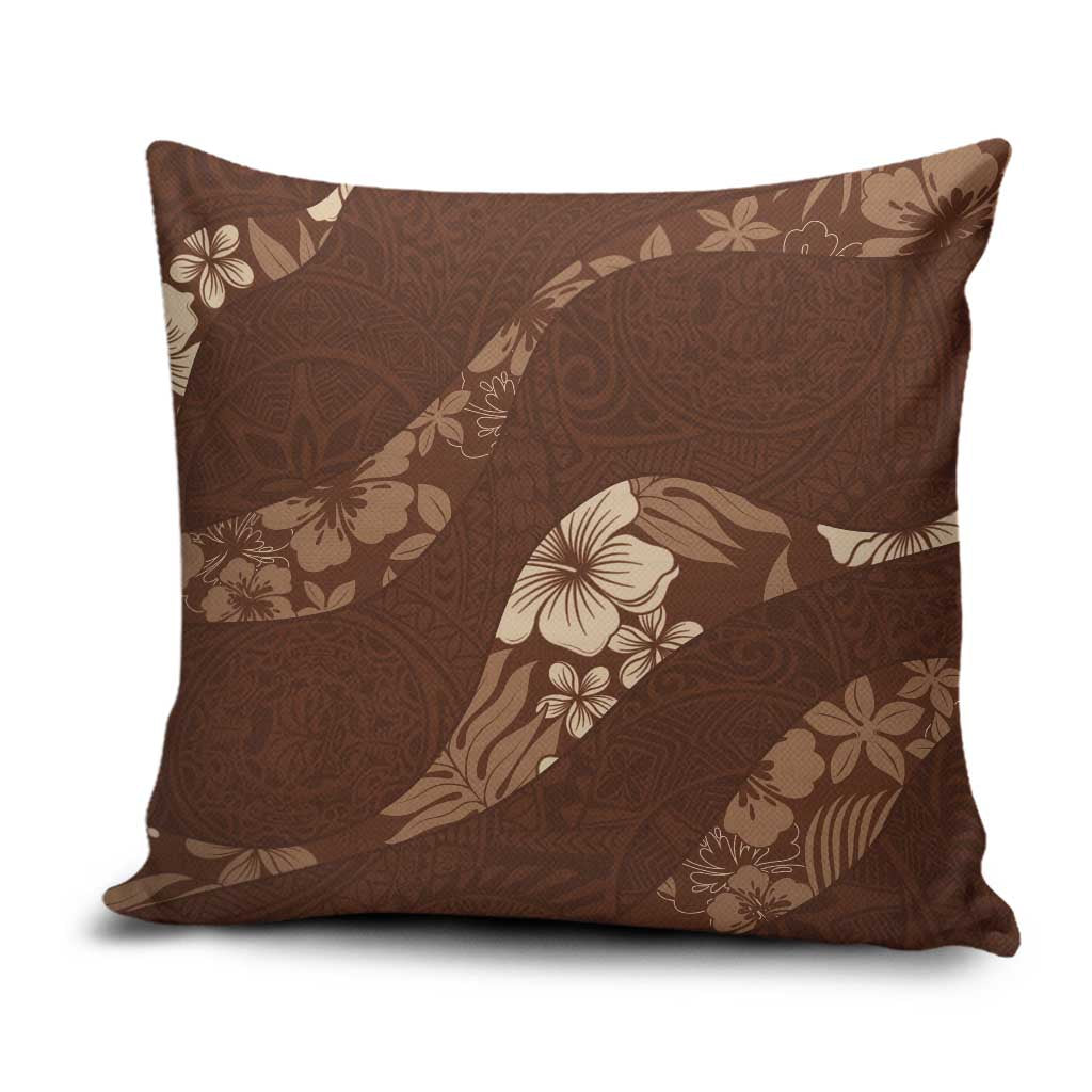 Aloha Hawaii Floral Tapa Pillow Cover Patchwork Mocha - Polynesian Pride