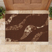 Aloha Hawaii Floral Tapa Rubber Doormat Patchwork Mocha LT7 Mocha - Polynesian Pride