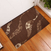 Aloha Hawaii Floral Tapa Rubber Doormat Patchwork Mocha LT7 - Polynesian Pride