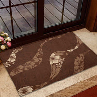 Aloha Hawaii Floral Tapa Rubber Doormat Patchwork Mocha LT7 - Polynesian Pride