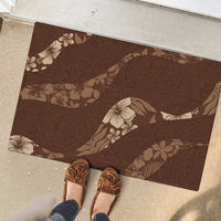 Aloha Hawaii Floral Tapa Rubber Doormat Patchwork Mocha LT7 - Polynesian Pride