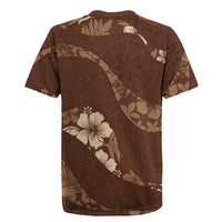 Aloha Hawaii Floral Tapa Rugby Jersey Patchwork Mocha LT7 - Polynesian Pride