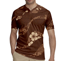 Aloha Hawaii Floral Tapa Rugby Jersey Patchwork Mocha LT7 - Polynesian Pride