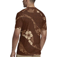 Aloha Hawaii Floral Tapa Rugby Jersey Patchwork Mocha LT7 - Polynesian Pride