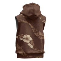 Aloha Hawaii Floral Tapa Sleeveless Zip Hoodie Patchwork Mocha LT7 - Polynesian Pride