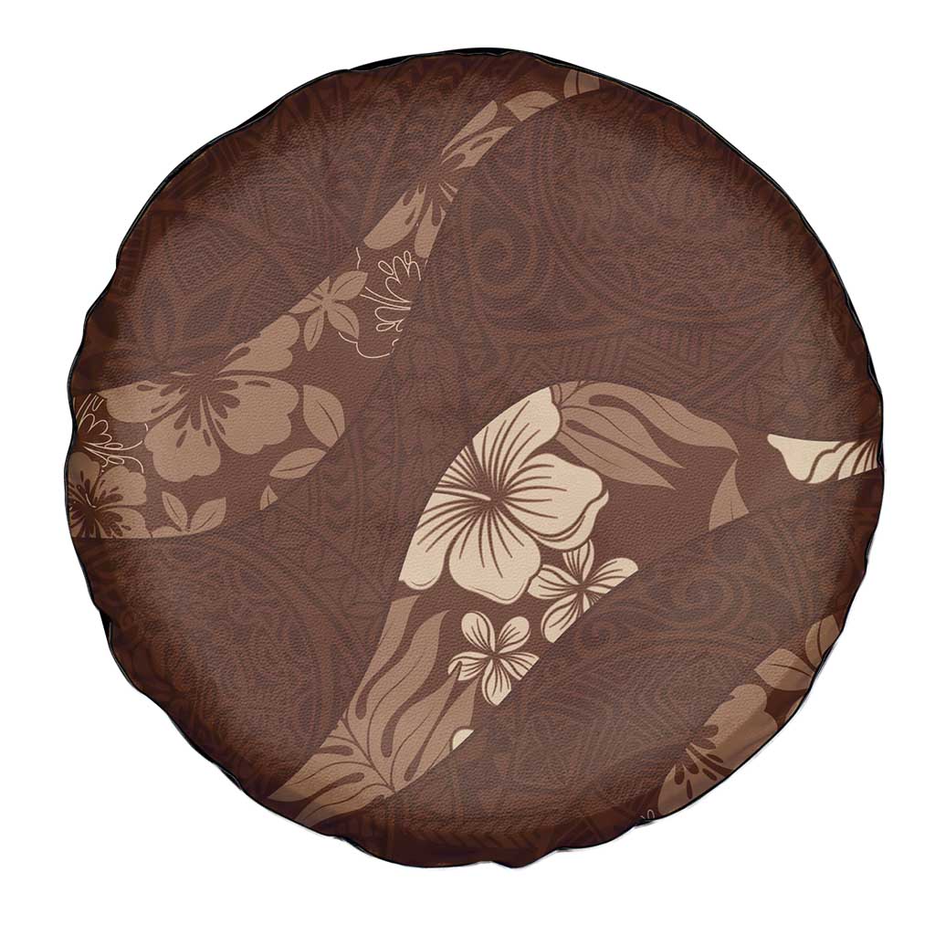 Aloha Hawaii Floral Tapa Spare Tire Cover Patchwork Mocha - Polynesian Pride