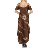 Aloha Hawaii Floral Tapa Summer Maxi Dress Patchwork Mocha - Polynesian Pride