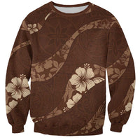 Aloha Hawaii Floral Tapa Sweatshirt Patchwork Mocha LT7 Unisex Mocha - Polynesian Pride