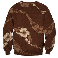 Aloha Hawaii Floral Tapa Sweatshirt Patchwork Mocha LT7 - Polynesian Pride