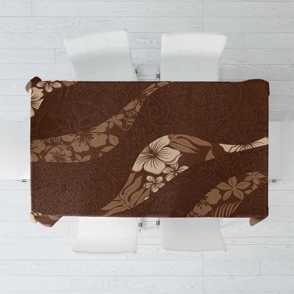 Aloha Hawaii Floral Tapa Tablecloth Patchwork Mocha - Polynesian Pride