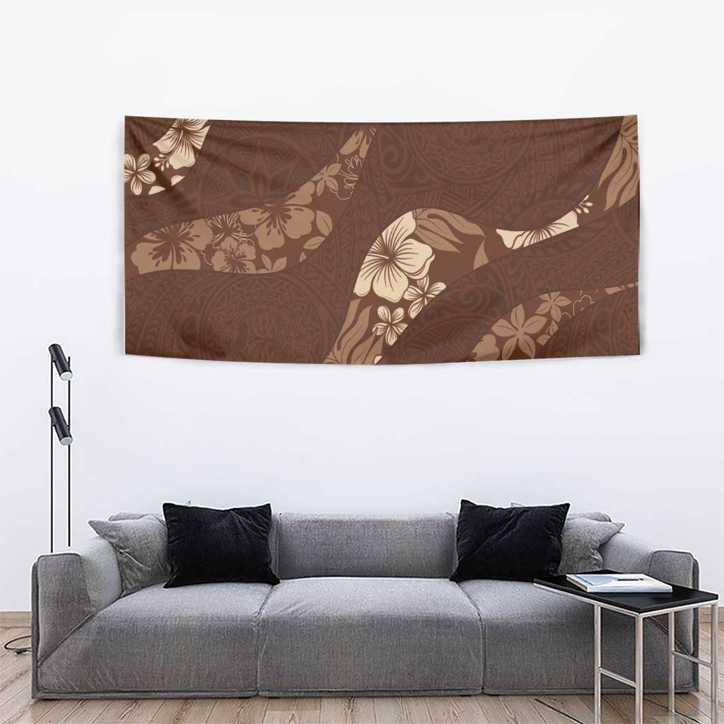 Aloha Hawaii Floral Tapa Tapestry Patchwork Mocha - Polynesian Pride