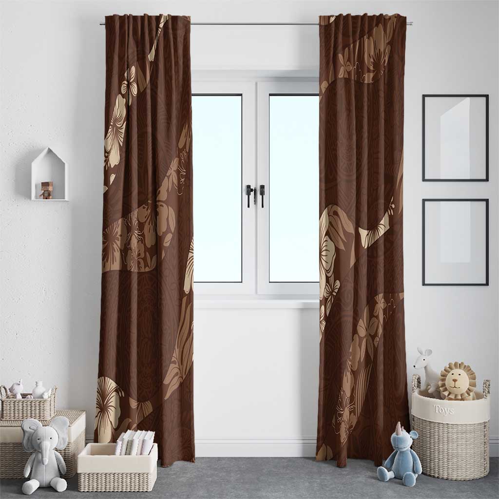Aloha Hawaii Floral Tapa Window Curtain Patchwork Mocha - Polynesian Pride