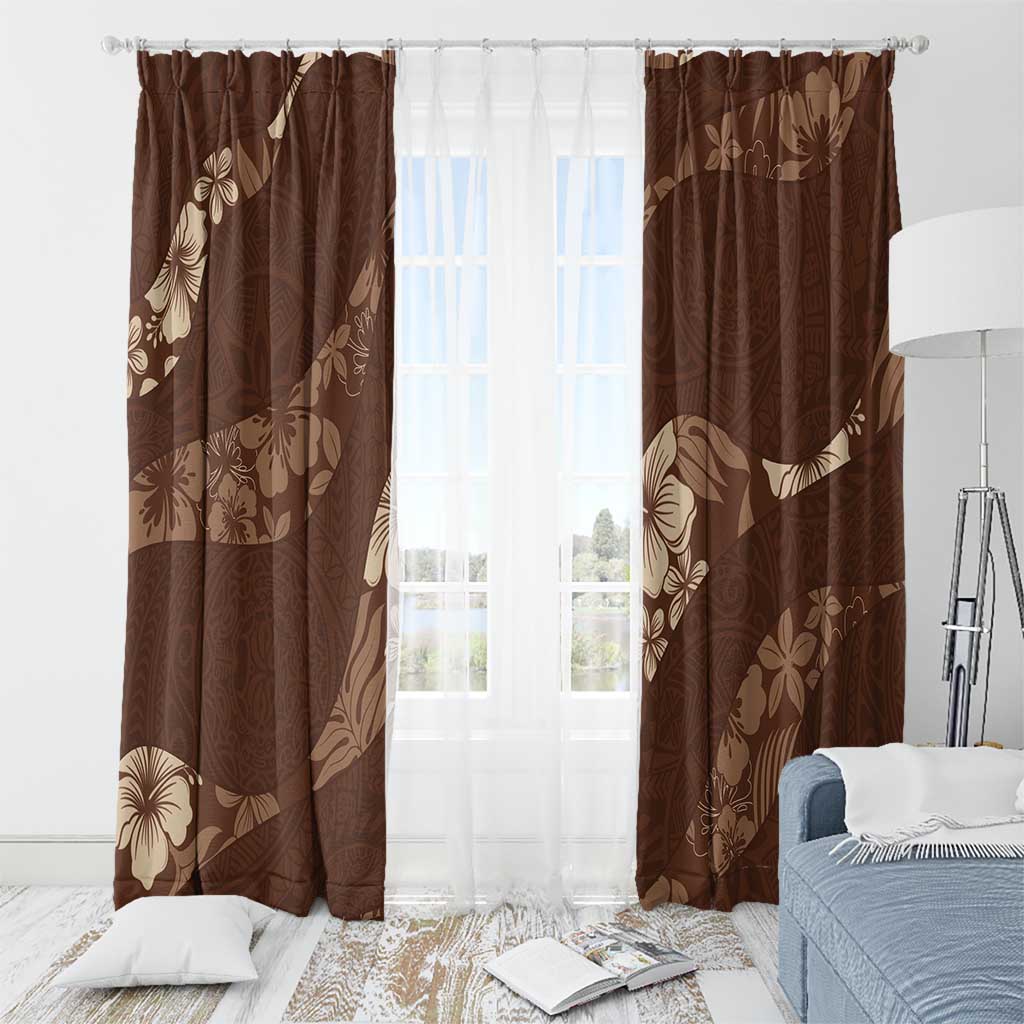 Aloha Hawaii Floral Tapa Window Curtain Patchwork Mocha - Polynesian Pride