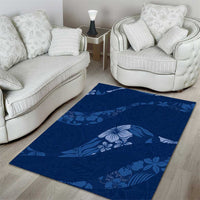 Aloha Hawaii Floral Tapa Area Rug Patchwork Navy - Polynesian Pride