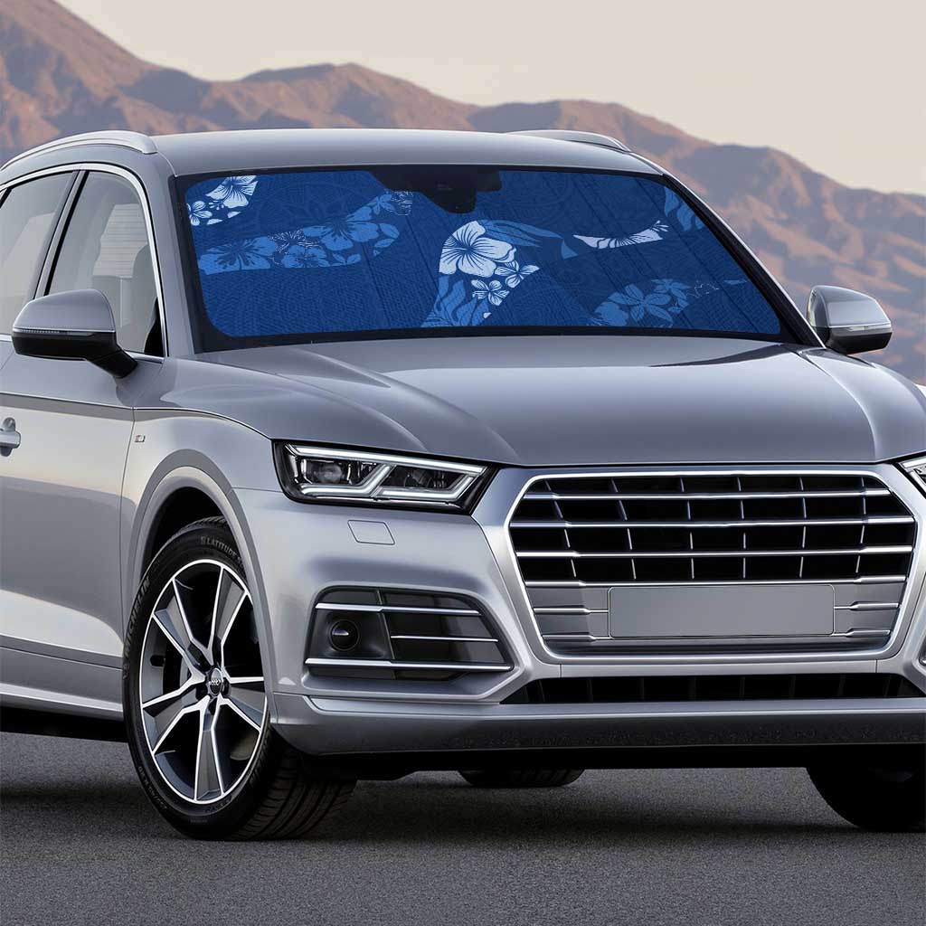 Aloha Hawaii Floral Tapa Auto Sun Shade Patchwork Navy - Polynesian Pride