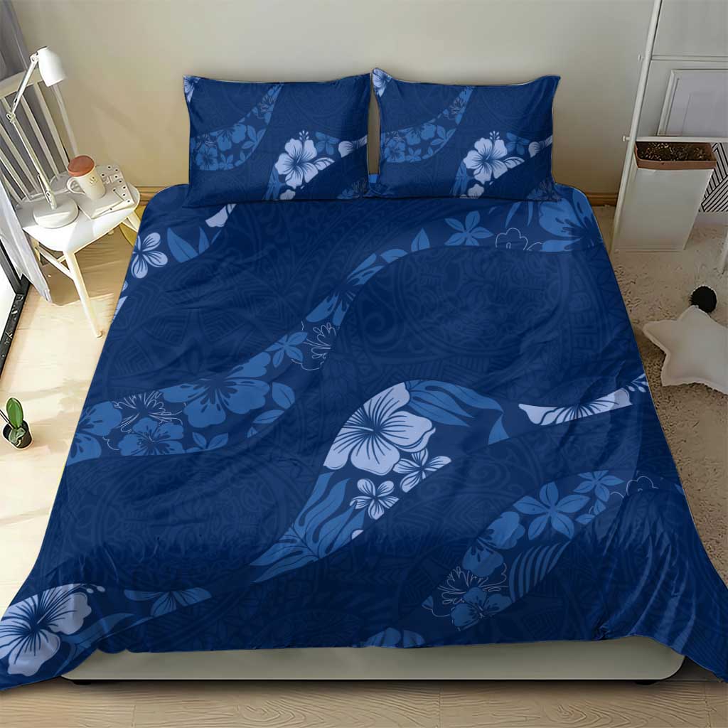 Aloha Hawaii Floral Tapa Bedding Set Patchwork Navy - Polynesian Pride
