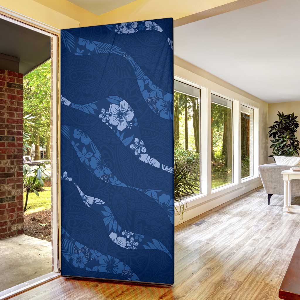 Aloha Hawaii Floral Tapa Door Cover Patchwork Navy - Polynesian Pride