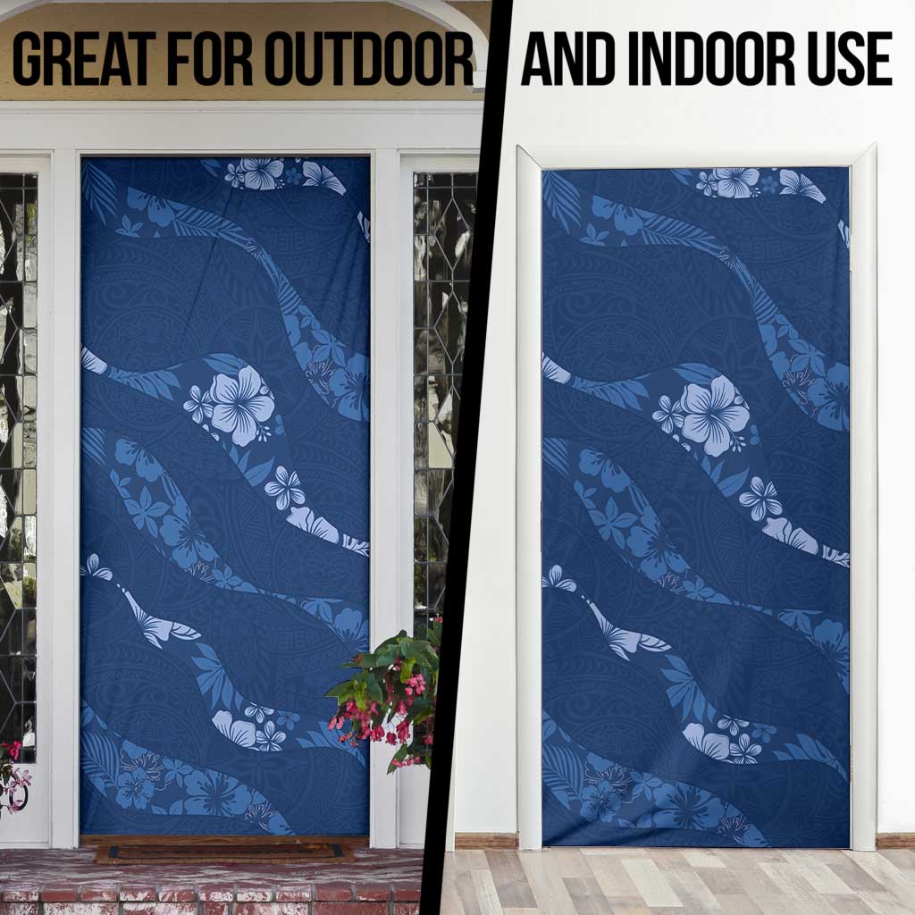 Aloha Hawaii Floral Tapa Door Cover Patchwork Navy - Polynesian Pride