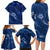 Aloha Hawaii Floral Tapa Family Matching Long Sleeve Bodycon Dress and Hawaiian Shirt Patchwork Navy - Polynesian Pride