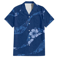 Aloha Hawaii Floral Tapa Family Matching Long Sleeve Bodycon Dress and Hawaiian Shirt Patchwork Navy LT7 Dad's Shirt - Short Sleeve Navy - Polynesian Pride