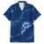 Aloha Hawaii Floral Tapa Family Matching Off Shoulder Short Dress and Hawaiian Shirt Patchwork Navy - Polynesian Pride