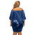 Aloha Hawaii Floral Tapa Family Matching Off Shoulder Short Dress and Hawaiian Shirt Patchwork Navy - Polynesian Pride