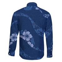 Aloha Hawaii Floral Tapa Family Matching Short Sleeve Bodycon Dress and Hawaiian Shirt Patchwork Navy LT7 - Polynesian Pride