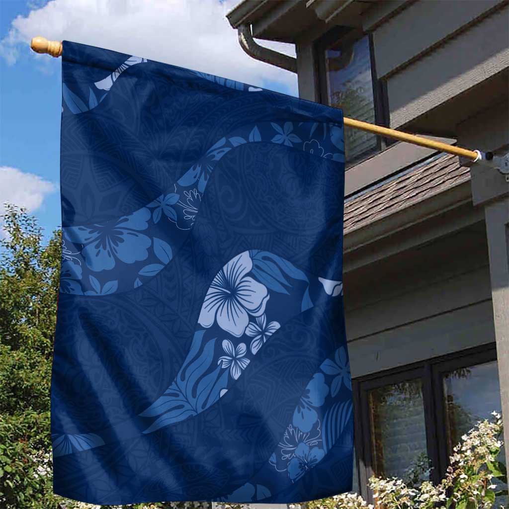 Aloha Hawaii Floral Tapa Garden Flag Patchwork Navy - Polynesian Pride