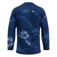 Aloha Hawaii Floral Tapa Hockey Jersey Patchwork Navy - Polynesian Pride